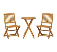 Lumanois Muebles cafetería Plegables 3 pzas Madera Maciza Acacia, Mobiliario Muebles de jardín Conjuntos de jardín, Marrón, 18.4kg