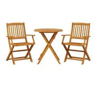 Lumanois Muebles cafetería Plegables 3 pzas Madera Maciza Acacia, Mobiliario Muebles de jardín Conjuntos de jardín, Marrón, 21.4kg