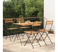 Lumanois Muebles cafetería Plegables 5 pzas Madera Maciza Acacia y Acero,28.8kg-3152098