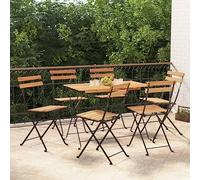 Lumanois Muebles cafetería Plegables 7 pzas Madera Maciza Acacia y Acero,38.8kg-3152099
