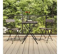 Lumanois Muebles de cafetería Plegables 3 Piezas ratán sintético Gris,Mobiliario,Conjuntos de jardín,15.4kg-319991