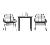 Lumanois Muebles de jardín 3 Piezas ratán sintético Vidrio Negro,Mobiliario,Conjuntos de jardín,26.54kg-3334534