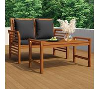 Lumanois Muebles jardín 2 pzas con Cojines Gris Oscuro de Madera Maciza,Mobiliario,Conjuntos de jardín,26.2kg-312142