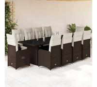 Lumanois Set de Mesa y sillas de jardín 11 pzs y Cojines ratán PE marrón,Mobiliario,Muebles de jardín,134.6kg-3277284