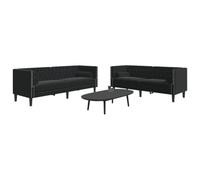 Lumanois Set de sofás Chesterfield con Cojines 2 Piezas Terciopelo Negro,Mobiliario,Sofás,57.55kg-3209296