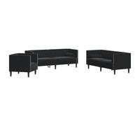 Lumanois Set de sofás Chesterfield con Cojines 3 Piezas Terciopelo Negro,Mobiliario,Sofás,73.95kg-3209286