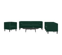 Lumanois Set de sofás Chesterfield con Cojines 3 Piezas Terciopelo Verde,Mobiliario,Sofás,73.95kg-3209283