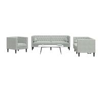 Lumanois Set sofás Chesterfield con Cojines 3 pzas Terciopelo Gris Claro,Mobiliario,Sofás,73.95kg-3209281