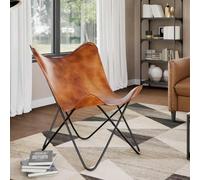 Lumanois Silla Butterfly de Cuero auténtico marrón, Mobiliario Sillas Sillones, Marrón, 5.46kg