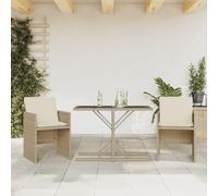 Lumanois Sillas y mesita de jardín 3 Piezas ratán sintético cojín Beige,Mobiliario,Muebles de jardín,26kg-365066