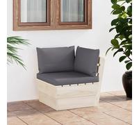 Lumanois Sofá de Esquina de palets de jardín Cojines Abeto impregnado, Mobiliario Muebles de jardín Asientos de Exterior Sofás modulares de Exterior, Antracita, 22.6kg