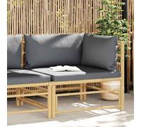 Lumanois Sofá de Esquina para jardín de bambú con Cojines Gris Oscuro, Mobiliario Muebles de jardín Asientos de Exterior Sofás modulares de Exterior, Gris, 9kg
