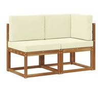 Lumanois Sofá de Esquina y Centro para Exterior 2 Pieza Natural y Crema, Mobiliario Muebles de jardín Asientos de Exterior Sofás modulares de Exterior, Marrón, 23.5kg