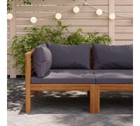 Lumanois Sofá Esquina seccional Cojines Gris Oscuro Madera Maciza Acacia,Mobiliario,Asientos de Exterior,Sofás modulares de Exterior,13.5kg-316286