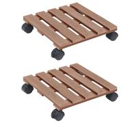 Lumanois Soporte con Ruedas para Plantas 2 uds WPC marrón 30x30x7,5 cm,Casa y jardín,Jardín,Jardinería,Soportes para macetas,3.64kg-149035