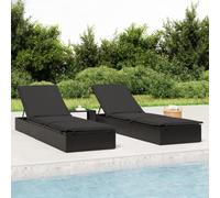 Lumanois Tumbona 1 ud con cojín ratán sintético Negro 201x55x62 cm, Mobiliario Muebles de jardín Asientos de Exterior Tumbonas, Negro, 13.8kg