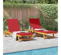Lumanois Tumbona 2-Persona 2 pcs Marrón Madera de Acacia Sólida,Mobiliario,Asientos de Exterior,Tumbonas,44kg-3325198
