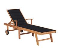 Lumanois Tumbona con cojín Negro Madera Maciza de Teca,Mobiliario,Asientos de Exterior,Tumbonas,21.31kg-3063013