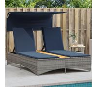 Lumanois Tumbona Doble con Dosel y Cojines de ratán sintético Gris,Mobiliario,Asientos de Exterior,Tumbonas,30kg-365624