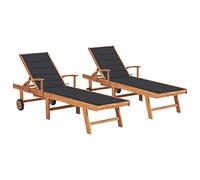 Lumanois Tumbonas 2 unidadesds Madera Maciza de Teca con cojín Antracita,Mobiliario,Asientos de Exterior,Tumbonas,42.62kg-3073186