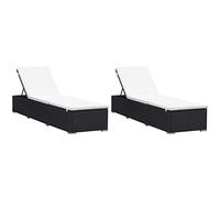 Lumanois Tumbonas con Cojines 2 uds ratán sintético Negro, Mobiliario Muebles de jardín Asientos de Exterior Tumbonas, Negro, 40kg