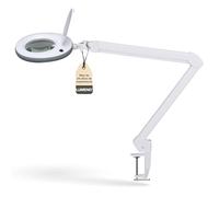 Lumeno Lámpara de aumento LED 7215GR, lente de cristal de 127 mm, lámpara de trabajo, lámpara cosmética, adecuada para cosméticos, aficionados, ayuda a la lectura, 5 dioptrías gris