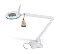 Lumeno Lámpara de aumento LED 7218GN, lente de cristal de 127 mm, lámpara trabajo, lámpara cosmética, adecuada para cosméticos, aficionados, ayuda a la lectura, 8 dioptrías verde con trípode de mesa