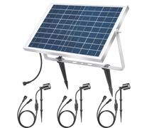 LumenSolar - Kit Iluminacion Jardin con Placa Solar de 10W y 3 Lamparas 0,6W, Temperatura de Color 2900K-3200K, Equipo Impermeable Nivel IP66, Placa Solar de 350 x 235 x 38 mm