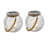 LUMI JARDIN Lote de 2 bolas solares H13cm 2x CRACK BALL CORD