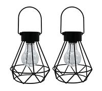 LUMI JARDIN Lote de 2 farolillos solares para colocar o colgar, bombilla micro LED, color blanco cálido, 24 cm de alto