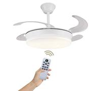 LUMIKING Ventilador de Techo Luz LED 48W Retráctil y Silencioso - Lámpara Ventilador Aspas Plegables con 3 Tonos de Luz (3000-4000-6000K) - 6 Velocidades, Memoria, Modo Verano Invierno, Ø92 cm