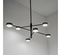 LUMILED, lámpara colgante negra, diseño moderno, candelabro de 6 luces, casquillo GX53, lámpara colgante LED, lámpara de comedor, lámpara de techo, aluminio, lámpara colgante para salón, cocina, mesa