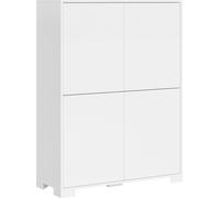 Lumina, mueble aparador de 4 puertas y 120 cm de alto, 90 cm de ancho, 35 cm de profundidad, color blanco brillante