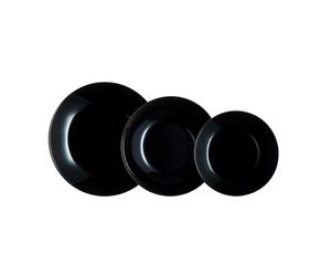 Luminarc 54255818 - Vajilla ZELIE de 18 Piezas Vidrio Opal Redonda Color Negro