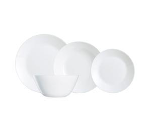 Luminarc 5425824 - Vajilla ZELIE de 19 Piezas Vidrio Opal con Ensaladera Color Blanco