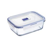 Luminarc 9207677 Pure Box Active - Recipiente Hermético Rectangular, Vidrio, Transparente y Azul, 1.22 L
