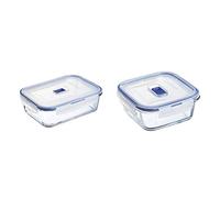 Luminarc 9207678 Pure Box Active - Recipiente Hermético Rectangular, Vidrio, 1.97 L, Color Transparente Y Azul, 22 x 16 x 7cm & HERMETICO CUAD 76CL Pure Box Active Lum, Transparente y Azul, 0.76 L