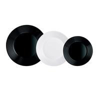 Luminarc 9301518 - Vajilla de vidrio Harena N&B de 18 piezas