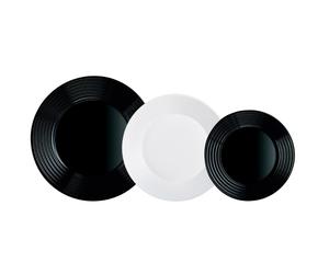 Luminarc 9301518 - Vajilla de vidrio Harena N&B de 18 piezas