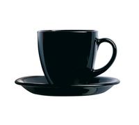 Luminarc Carine Negro Caja 6 Tazas Con Plato Vidrio 22cm Opal Apto Microondas Apto Frigorífico Reciclable