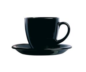 Luminarc Carine Negro Caja 6 Tazas Con Plato Vidrio 22cm Opal Apto Microondas Apto Frigorífico Reciclable