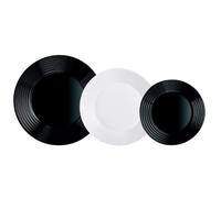 Luminarc 9301518 - Vajilla de vidrio Harena N&B de 18 piezas