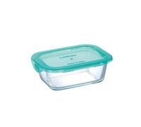 LUMINARC KEEP'N LAGON Recipiente Rectangular Vidrio Con Tapa 12x8,5x5,4CM - 38CL Verde Brillo Tapa cierre presion Reciclable
