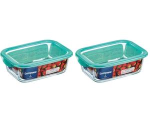 Luminarc Keep'n'Box - Recipiente rectangular de vidrio con tapa, 189 cl (Paquete de 2)