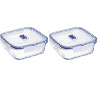 Luminarc Pure Box Active Recipiente Cuadrado Hermético Vidrio 16cm - 122 icolor (Paquete de 2)