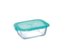 Luminarc Recipiente rectangular de vidrio Keep'N Lagon 38 cl Verde brillo Tapa cierre presión