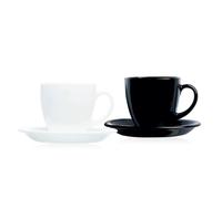Luminarc Set de 6 Tazas con Plato Vidrio Carine N&B de Opal 22cl