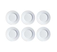 LUMINARC TRIANON 6 Plato Postre Opal 19,5CM Blanco Brillo Fabricado en Francia Reciclable