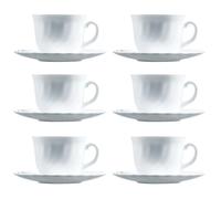LUMINARC TRIANON Set 6 Tazas Con Plato Opal 22 lanco Brillo Fabricado en Francia Reciclable White 22cl