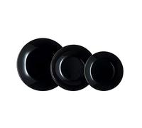 Luminarc Vajilla ZELIE 18 piezas Vidrio Opal redonda 6 servicios Microondas y lavavajillas Negra
